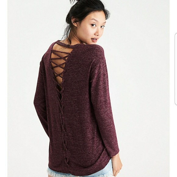 lace up back sweaters